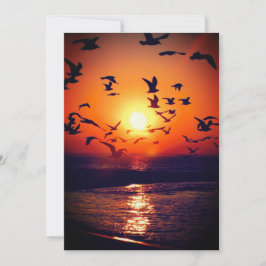 Invitación Gaviotas en la foto del atardecer Naranja y negro 