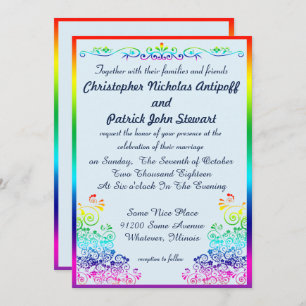 Invitación Gay arcoiris elegante Boda del orgullo