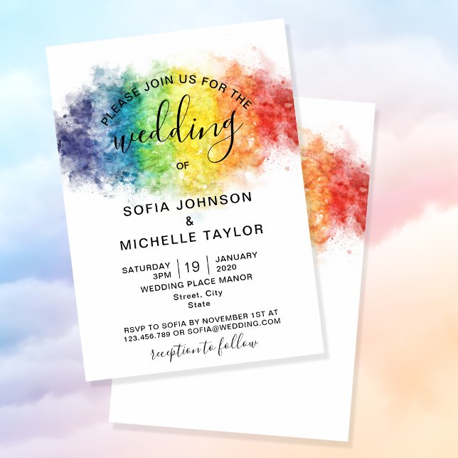 Invitación Gay arcoiris y orgullo lésbico Sra. y Sra. (Subido por el creador)
