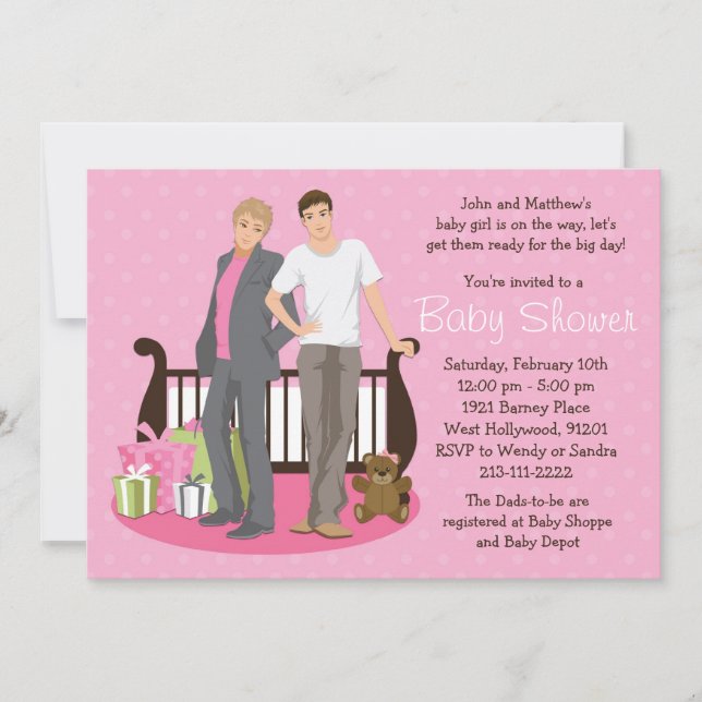 Invitación gay de Baby Shower de los papás para el (Anverso)
