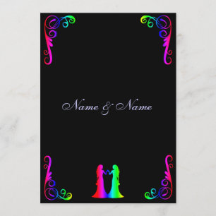 Invitación gay de la boda - novia del arco iris y