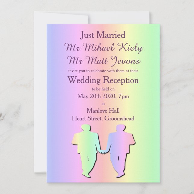 Invitación gay de la recepción nupcial del orgullo (Anverso)