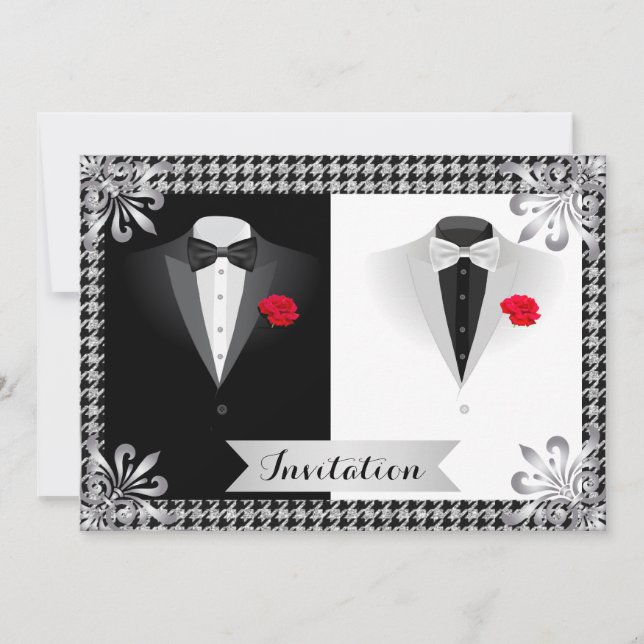 Invitación gay elegante de la boda con los (Anverso)