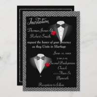 Invitación gay elegante de la boda del smoking