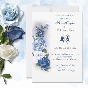 Invitación Gay Grooms Regency Blue Rosas