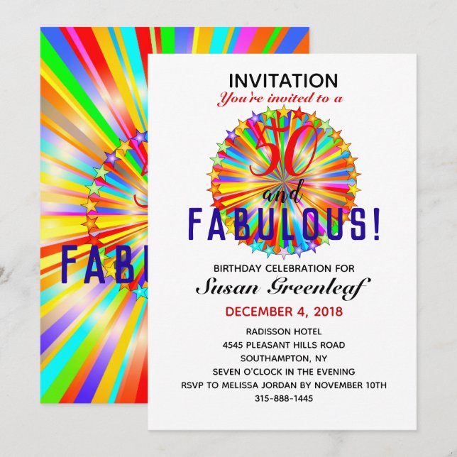 Invitación Gay LGBTQ Any Age Fabulous Rainbow Birthday (Anverso / Reverso)