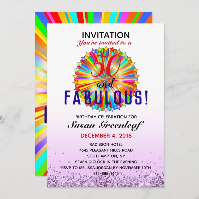 Invitación Gay LGBTQ Cualquier edad Fabuloso Día de Aniversar (Anverso / Reverso)