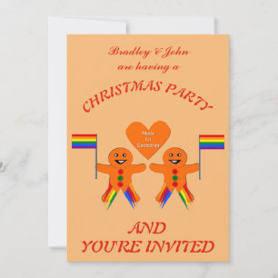 Invitación Gay Men Navidades Gingerbread Pareja Personalizado