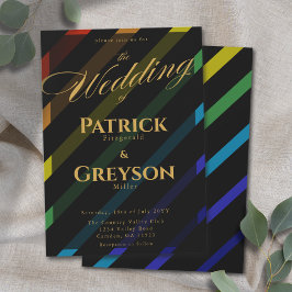 Invitación Gay Men Wedding Elegant Rainbow