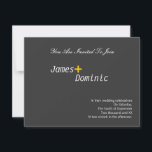 Invitación Gay moderno de elegancia simple<br><div class="desc">Invitaciones de boda gay/lesbiana modernas pero simplemente elegantes...  invitaciones a bodas personalizadas grises,  amarillas y blancas.. añada tu propio texto...  también disponible en otros tamaños...  .. diseñador boda del orgullo gay / invitaciones a la ceremonia civil de Ricaso</div>