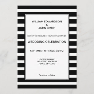 Invitación Gay Sr. y Sr. moderno rayas blancas negras Boda