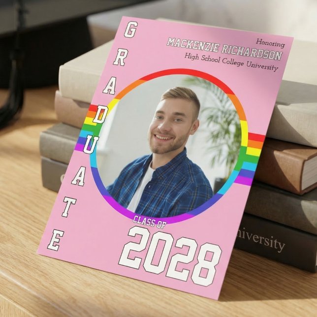 Invitación Gay Student Pride Rainbow Graduation Announcement  (Subido por el creador)