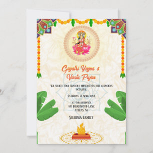 Invitación Gayatri Yagna Vastu Pujan Hindu Floral