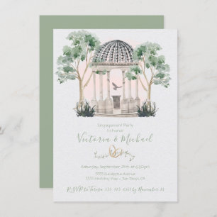 Invitación Gazebo color agua con árboles eucaliptos