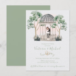 Invitación Gazebo de color de agua con eucalipto de novia y n