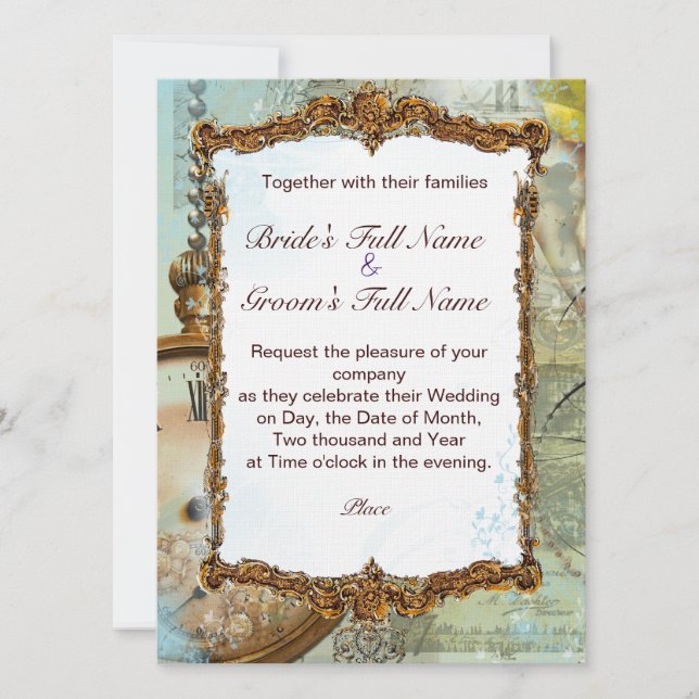 Invitación Gazebo y Fancy Scrolls románticos (Anverso)