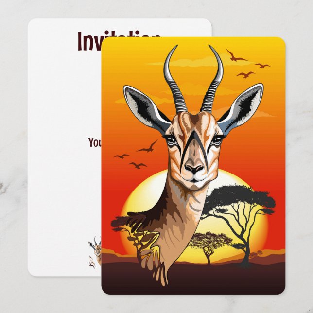 Invitación Gazelle Animal salvaje Antelope africano (Anverso / Reverso)