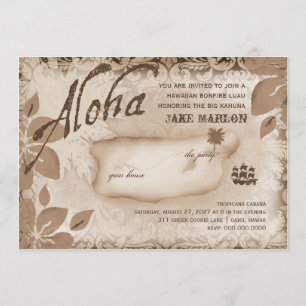 Invitación Gc  Aloha Luau Island Brown