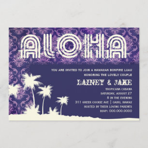 Invitación GC Aloha Luau Palm Púrpura