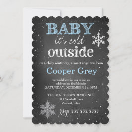 Invitación GC Blue Baby hace frío fuera del cumpleaños de inv