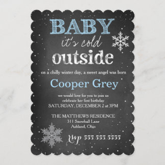 Invitación GC Blue Baby hace frío fuera del cumpleaños de inv