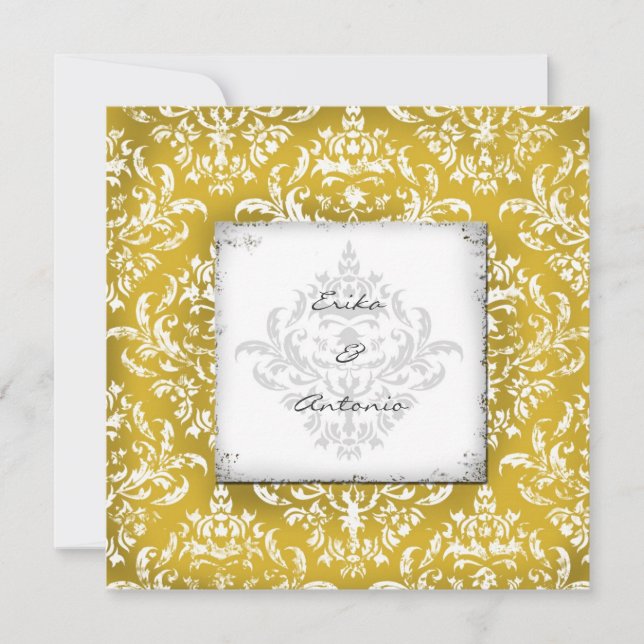 Invitación GC| Erika Vintage Damask-Golden (Anverso)
