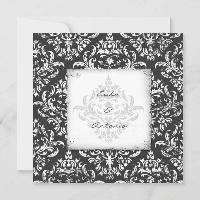 Invitación GC| Erika Vintage Damask-Gray (Anverso)