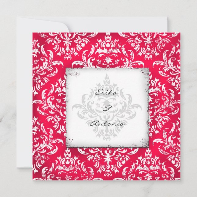 Invitación GC| Erika Vintage Damask-Red (Anverso)