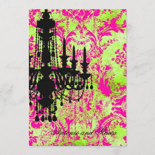 Invitación GC  Jolie Chandelier caliente Lime Damask