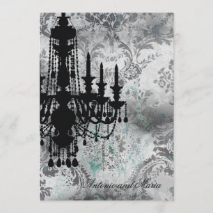 Invitación GC Jolie Chandelier Gray Damask