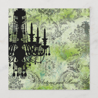 Invitación GC| Jolie Chandelier Lime Gray Damask