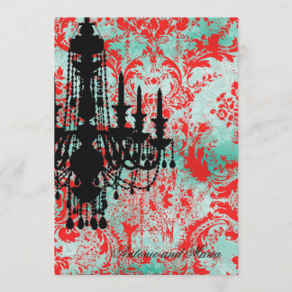 Invitación GC| Jolie Chandelier Turquoise Red Damask