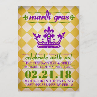 Invitación GC Mardi Gras Madness Gold Metallic