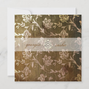 Invitación GC Marrón alegre Vintage floral