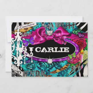 Invitación GC| Miss Fun n' Fancy Stuts Quinceañera Turquoise