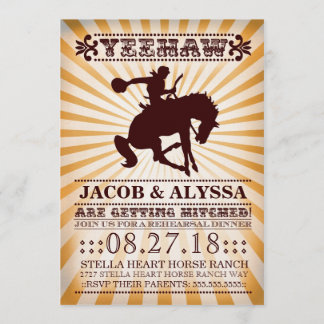 Invitación GC Naranja de ensayo de Rodeo Rodeo de Rowdy Yehaw
