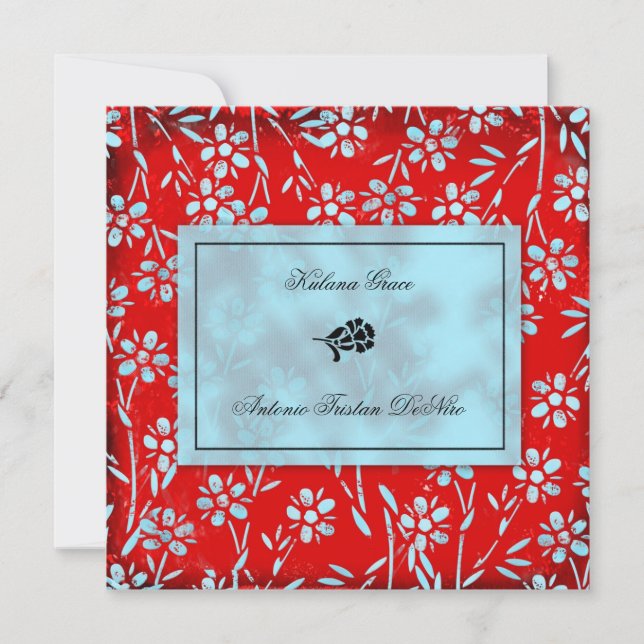 Invitación GC| Ruby Red & Turquoise Garden Square Metallic (Anverso)