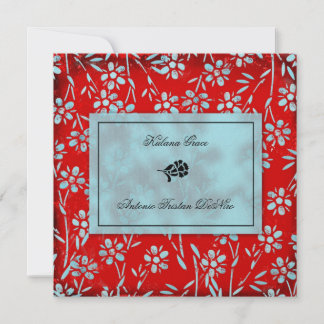 Invitación GC| Ruby Red & Turquoise Garden Square Metallic