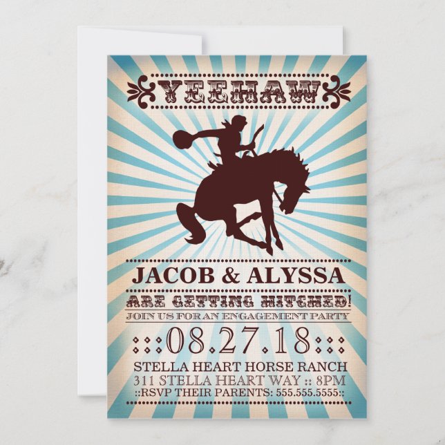 Invitación GC Yeehaw Rodeo Engagement Party (Anverso)