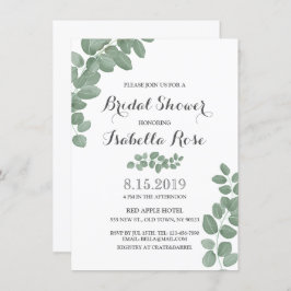Invitación Geen Eucalyptus Leaf Bridal Shower