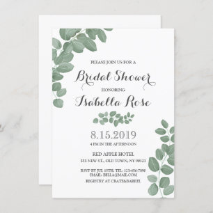 Invitación Geen Eucalyptus Leaf Bridal Shower