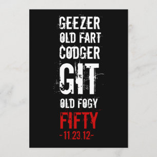 Invitación Geezer del partido de cumpleaños número 50