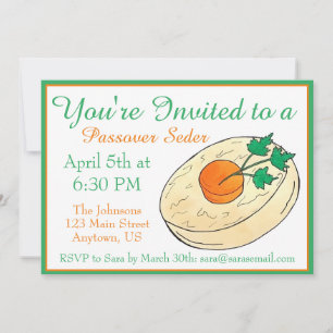 Invitación Gefilte Fish Jewish Shabbat Dinner Passover Seder