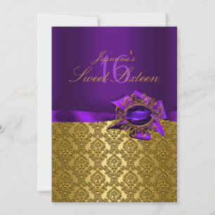 Invitación Gem & Bow Purple Sweet 16