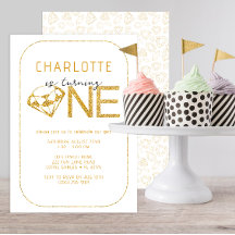 Gem Diamond One First Birthday Party Invitation