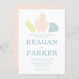 Invitación Gem Stones Elegante Boda Pastel Rosa Rubor