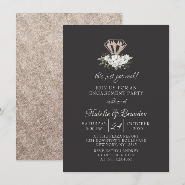 Invitación Gema De Diamantes Esto Recibió Una Fiesta De Compr (Anverso / Reverso)