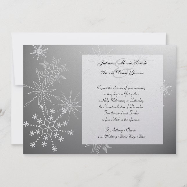 Invitación Gemas de copo de nieve/ Boda (Anverso)