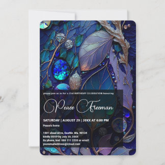 Invitación Gemas de cristal irlandeses, azules, Verde azulado