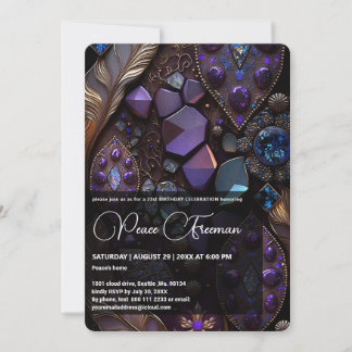Invitación Gemas de cristal irlandeses, púrpura, violeta, dor